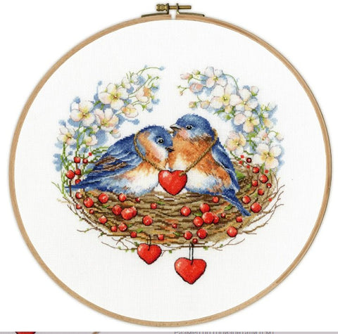 Siuvinėjimo komplektas „Paukščiai lizde“ 30×30 cm - kaSiulai.lt
