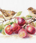 Siuvinėjimo komplektas „Paukšteliai ir slyvos“, Aida 14 ct, 29×16 cm - kaSiulai.lt
