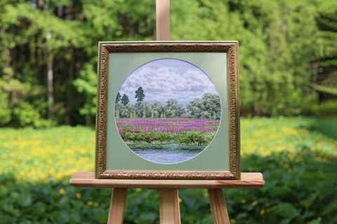 Siuvinėjimo komplektas „Raudona vasara“ (kryželiu), 31,7 × 31,7 cm - kaSiulai.lt