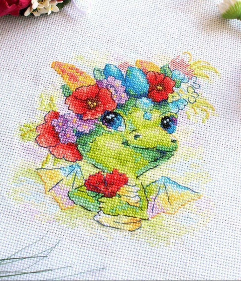 Siuvinėjimo komplektas „Romantiškas drakonas“, 15×15 cm - kaSiulai.lt