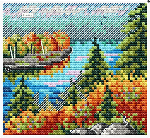 Siuvinėjimo komplektas „Rudens miškas“ (Aida 14) — 19 spalvų, 11×10 cm - kaSiulai.lt