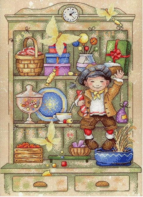 Siuvinėjimo komplektas „Saldžiamėgis“ su Aida 18 — 29 × 21 cm - kaSiulai.lt