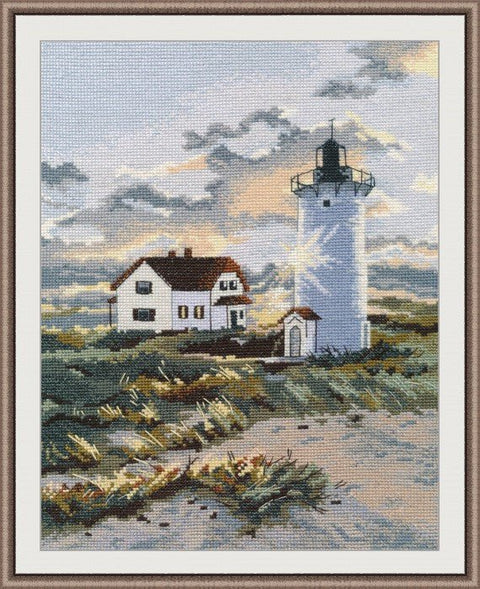 Siuvinėjimo komplektas skaičiuotam kryželiui „Pakrantės švyturys“, Aida 16, 26×50 cm - kaSiulai.lt