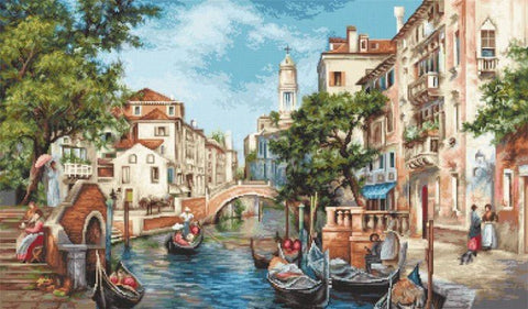 Siuvinėjimo komplektas skaičiuotu kryželiu „San Polo gatvės“, Venecija, 39×23 cm - kaSiulai.lt