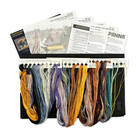 Siuvinėjimo komplektas skersiniu dygsniu „Žvaigždėtas dangaus žemėlapis“ - kaSiulai.lt