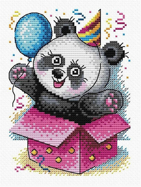 Siuvinėjimo komplektas „Su gimtadieniu“ — Aida 14, 13 spalvų, 18×14 cm - kaSiulai.lt