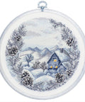 Siuvinėjimo komplektas su lankeliu „Žiema“ 17×17 cm — puiki dovana - kaSiulai.lt