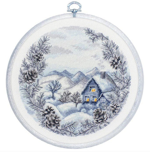 Siuvinėjimo komplektas su lankeliu „Žiema“ 17×17 cm — puiki dovana - kaSiulai.lt