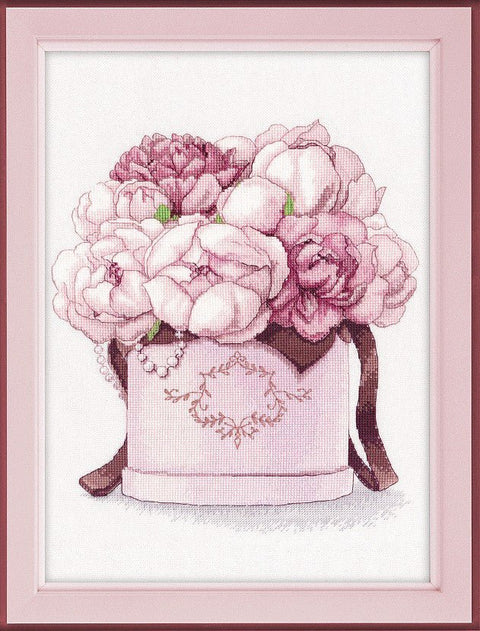 Siuvinėjimo komplektas „Švelnios bijūnės“ (Zweigart) 25×29 cm, 20 spalvų - kaSiulai.lt
