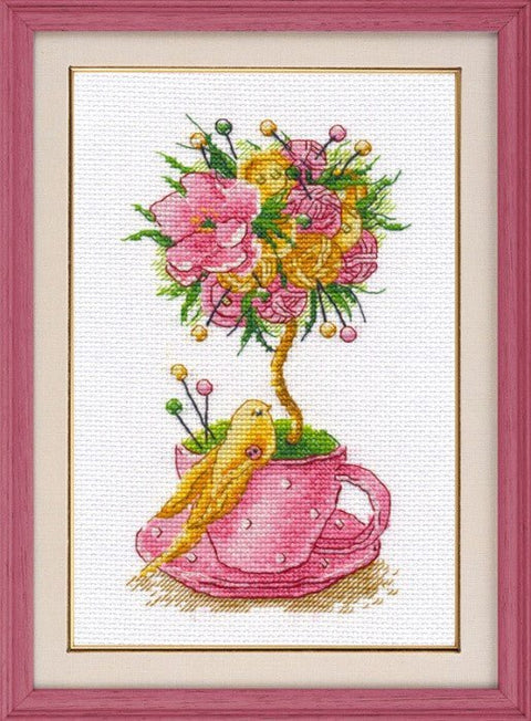 Siuvinėjimo komplektas „Topiarija“ kryželiu, 14 ct, su schema, 11×18 cm - kaSiulai.lt