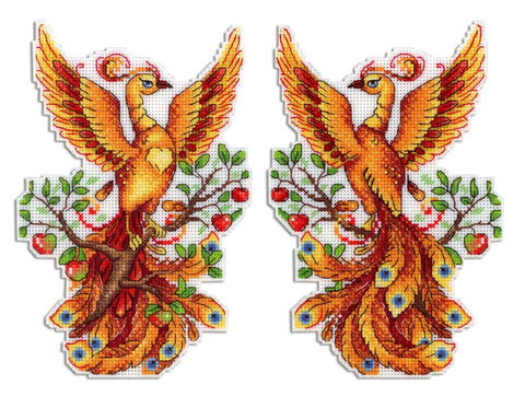 Siuvinėjimo komplektas Ugninis paukštis (Aida 14) — 19 spalvų, 19×13 cm - kaSiulai.lt