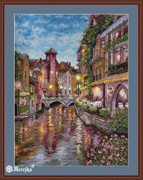 Siuvinėjimo komplektas „Upės peizažas“, Aida 16, DMC, 30 × 40 cm - kaSiulai.lt