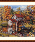 Siuvinėjimo komplektas Vandens malūnas — Aida 16 (kapučino), DMC, 31×40 cm - kaSiulai.lt