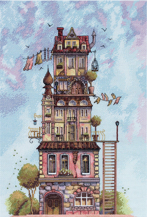 Siuvinėjimo komplektas „Vėjas palėpėje“ (kryželiu) – įkvėpimas kūrybai - kaSiulai.lt