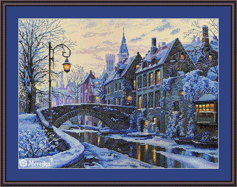 Siuvinėjimo komplektas „Žiemos vakaras“ — 30×40 cm, Aida 16, DMC - kaSiulai.lt