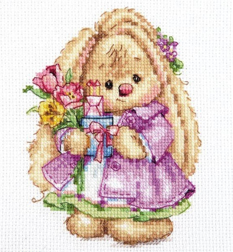 Siuvinėjimo komplektas „Zuikutis Pavasaris“, Aida 14 ct, 10×13 cm - kaSiulai.lt