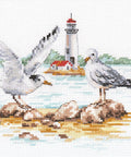 Siuvinėjimo komplektas „Žuvėdros“ (Aida 14, 19×14 cm) — 22 spalvos - kaSiulai.lt