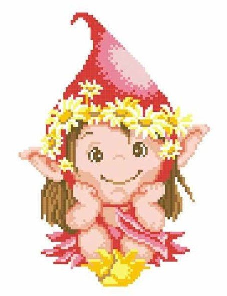 Siuvinėjimo kryželiu komplektas „Elfų mergaitė“ 14 ct — atspausdintas audinys, vaikams - kaSiulai.lt