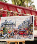 Siuvinėjimo kryželiu komplektas „Londonas“ su DMC siūlais, Aida 16, 30×40 cm - kaSiulai.lt