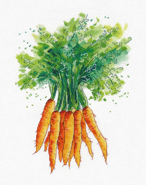 Siuvinėjimo kryželiu komplektas „Morka“, 20×29 cm, Zweigart 16 ct, 23 spalvų - kaSiulai.lt