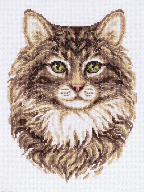 Siuvinėjimo kryželiu komplektas „Sibiro katė“ – išsamus su schema ir siūlais - kaSiulai.lt