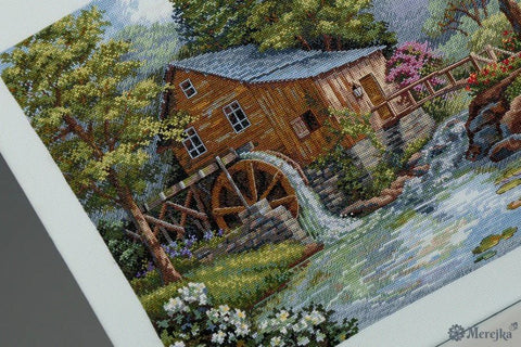 Siuvinėjimo kryželiu komplektas „Vasaros daina“, Aida 16 ledyninė mėlyna, DMC, 31×40 cm - kaSiulai.lt