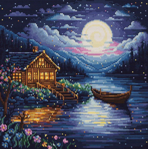 Siuvinėjimo kryželiu projektas „Pavasario naktis“, 24×24 cm - kaSiulai.lt