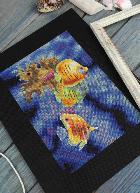 Siuvinėjimo projektas kryželiu „Koralinio rifo gyventojai“ 25×18 cm - kaSiulai.lt