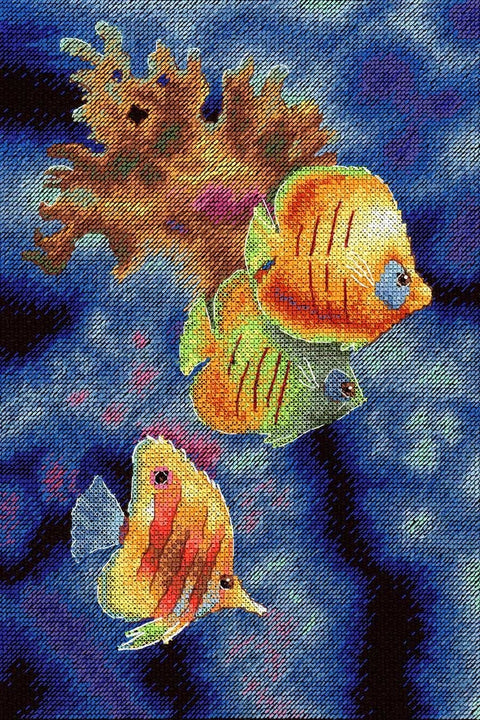 Siuvinėjimo projektas kryželiu „Koralinio rifo gyventojai“ 25×18 cm - kaSiulai.lt
