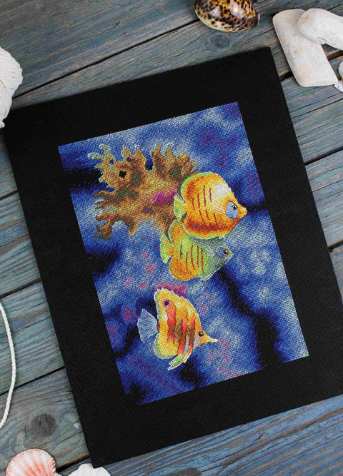 Siuvinėjimo projektas kryželiu „Koralinio rifo gyventojai“ 25×18 cm - kaSiulai.lt