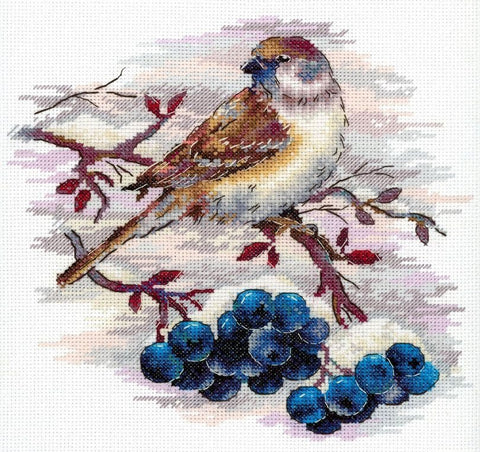 Siuvinėjimo projektas kryželiu „Vikrus žvirblelis“, 19×19 cm - kaSiulai.lt
