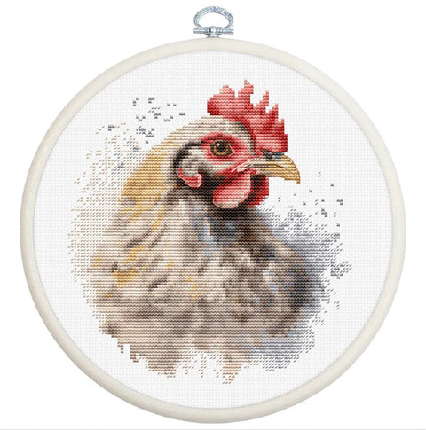 Skaičiuojamo kryželio siuvinėjimo rinkinys su lankeliu „Višta“ 15×16 cm