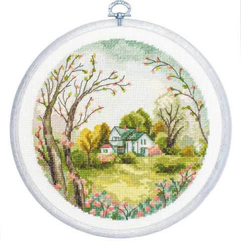 Luca-S „Pavasaris“ kryželių siuvinėjimo komplektas su lankeliu, 17×17 cm