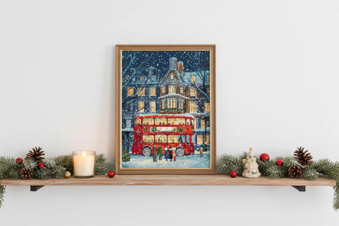 Kalėdinis kryželiu siuvinėjimo rinkinys „Londonas“ – miesto panorama, 19 × 27 cm