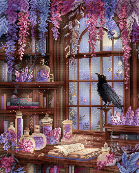 Siuvinėjimo kryželiu rinkinys „Varnų biblioteka“ 23 x 29 cm