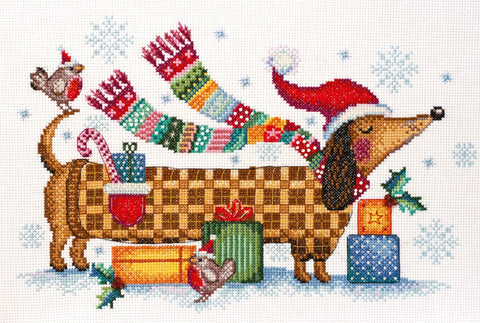 Žiemos pasakos siuvinėjimo kryželiu rinkinys su biseriu „Šventinė nuotaika“ 30x20 cm
