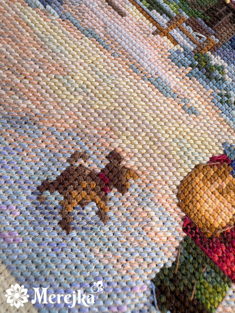 Kalėdinis kryželiu siuvinėjimo komplektas „Carol of the Bells“, 30×41 cm