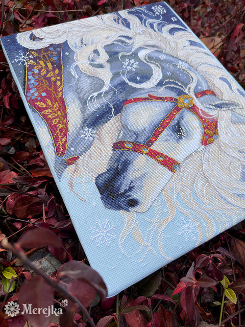 Skaitmeninio siuvinėjimo kryželiu rinkinys „Pūga“ paveikslui 31x40 cm