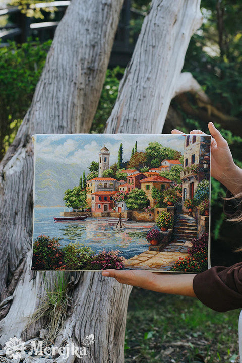 Siuvinėjimo kryželiu rinkinys „Pajūrio sodai“ 31 x 40 cm