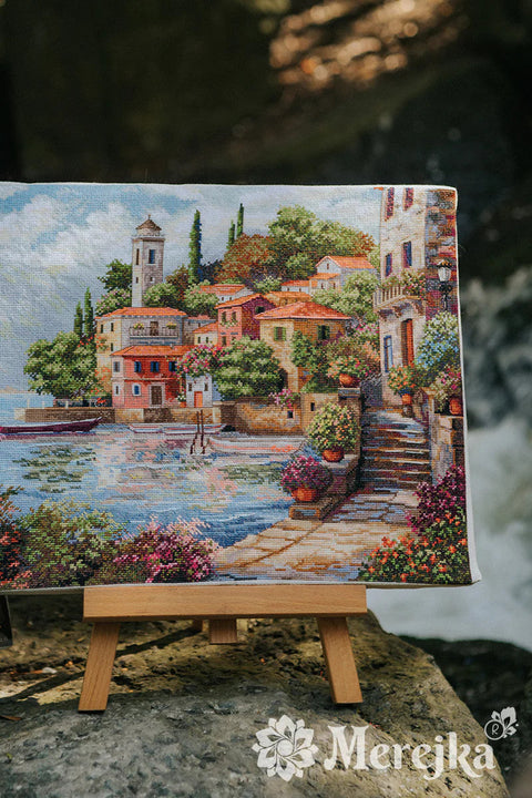 Siuvinėjimo kryželiu rinkinys „Pajūrio sodai“ 31 x 40 cm