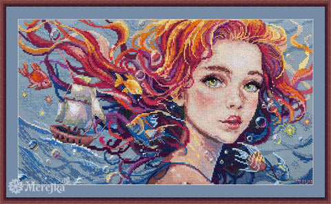 Kryželiu siuvinėjimo rinkinys „Vanduo“ 36,5 × 20 cm – namų sienų dekorui
