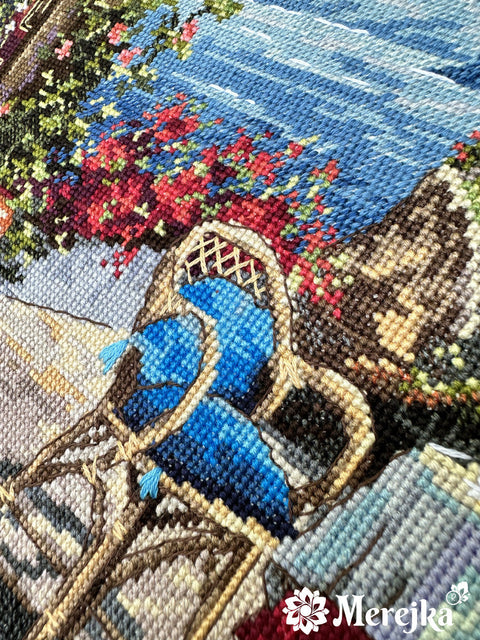 Merejka Santorinis — terasos panorama, sienų paveikslas 38,5×29 cm