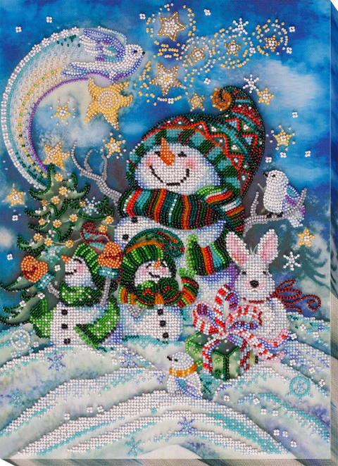 Karoliukų siuvinėjimo komplektas „Naujųjų naktis. Žiemos pasaka“, 26×35 cm