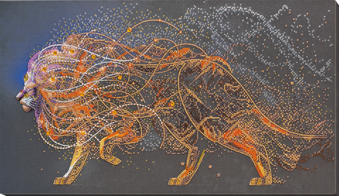 Auksinis liūtas – prabangus karoliukų siuvinėjimo rinkinys AAB-742