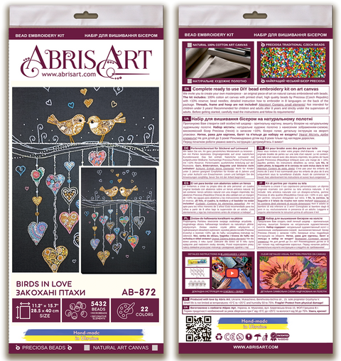 Abris Art „Paukščių meilė“ didelis paveikslo siuvinėjimo karoliukais rinkinys