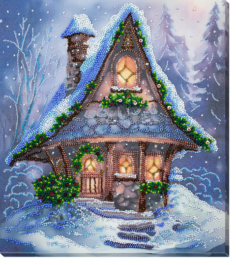 Žiemos pasaka: karoliukų siuvinėjimo paveikslo rinkinys 25x28 cm