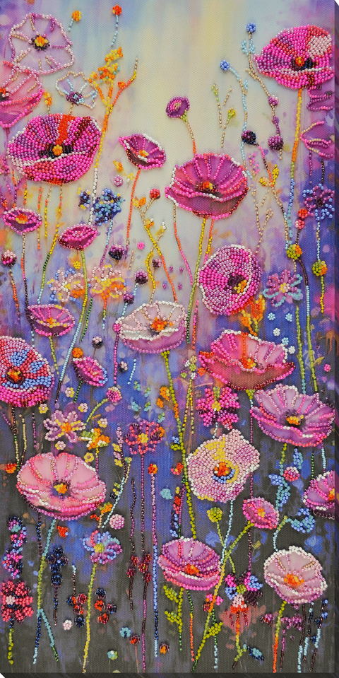 Karoliukų siuvinėjimo komplektas „Pavasario akimirka“, 22x45 cm dekoratyvinis paveikslas