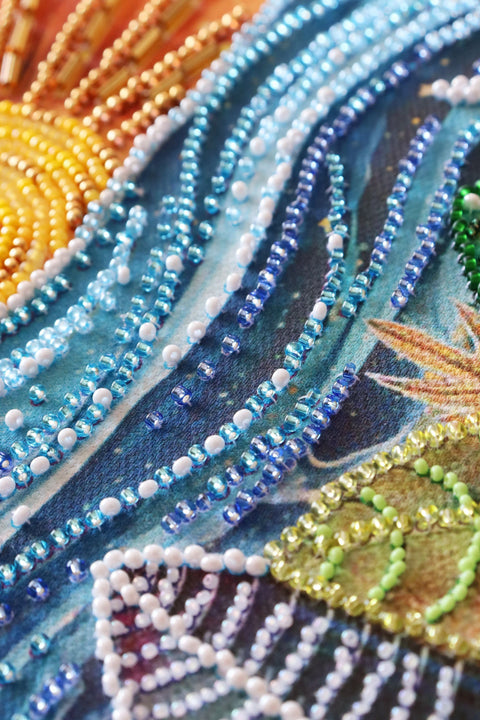 Karoliukų siuvinėjimo rinkinys „Tarp dienos ir nakties“, 40×16 cm dekoratyvinei siuvinėjimo kryželiu kūrybai