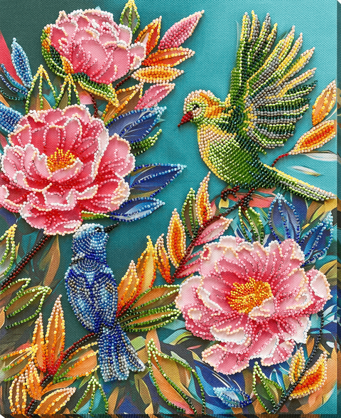 Karoliukų siuvinėjimo rinkinys „Pavasario šurmulys“ 24x30 cm AAB-924