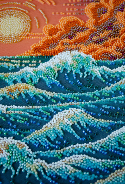 Karoliukų siuvinėjimo komplektas „Šnibždanti jūra“, 36x24 cm, kodas AAB-953